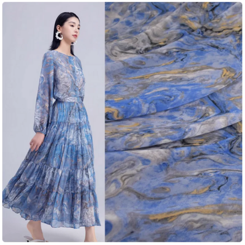 China Wind Blue Abstract Smudge Print Chiffon Fabric, Dress, Cheongsam, Han Cloth Sewing Tissue, Thin, Transparent T2348
China Wind Blue Abstract Smudge Print Chiffon Fabric, Dress, Cheongsam, Han Cloth Sewing Tissue, Thin, Transparent T2348