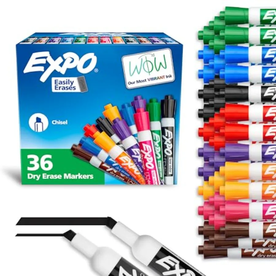 Dry Erase Markers, Low Odor Ink, Assorted Colors, Chisel Tip, - Whiteboard, Calendar, Organization, Essential Supplies for Offi
Dry Erase Markers, Low Odor Ink, Assorted Colors, Chisel Tip, - Whiteboard, Calendar, Organization, Essential Supplies for Offi