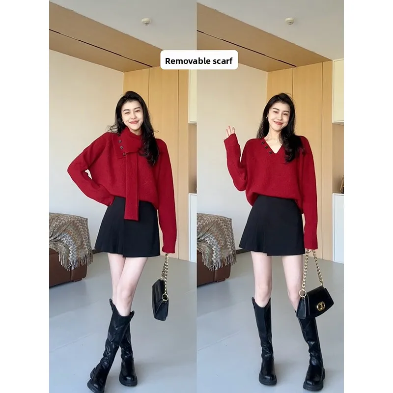 Zhang a Xing, съемный шарф с новогодней атмосферой, мягкий уютный мясной скрывающий свитер, женский модный комплект, длинный светящийся пуговицы
Zhang a Xing, съемный шарф с новогодней атмосферой, мягкий уютный мясной скрывающий свитер, женский модный комплект, длинный светящийся пуговицы