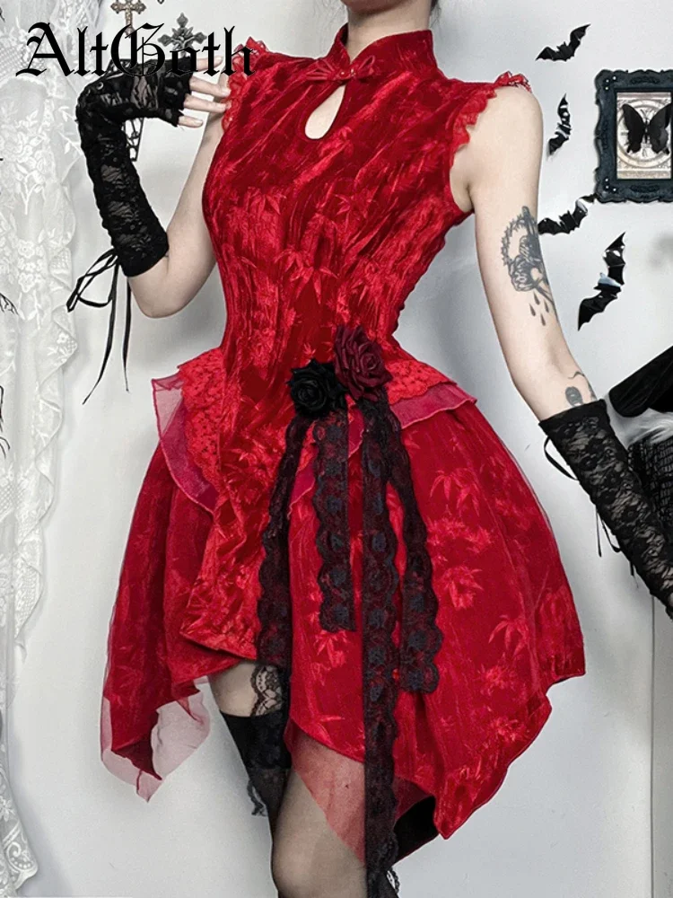 AltGoth Christmas Gothic Lolita Dress Women Y2k Chinese Style Hotsweet Lace Patchwork Sleeveless Irregular Hem High Waist Dress
AltGoth Christmas Gothic Lolita Dress Women Y2k Chinese Style Hotsweet Lace Patchwork Sleeveless Irregular Hem High Waist Dress