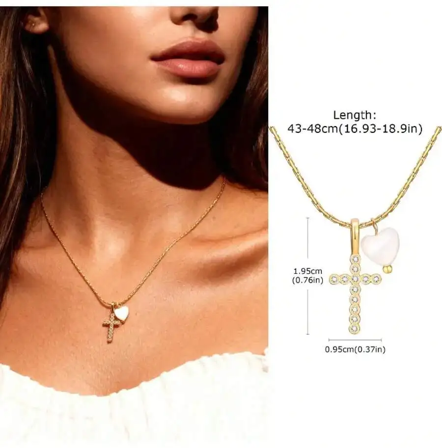 Cross And Heart Pendant Necklace For Women Stainless Steel Jewelry
Cross And Heart Pendant Necklace For Women Stainless Steel Jewelry