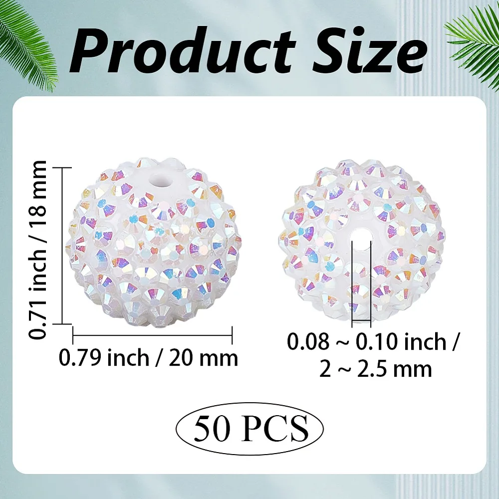 50Pcs Resin Rhinestone Beads with Acrylic Round Beads Inside for Bubblegum Jewelry White 20x18mm Hole: 2~2.5mm
50Pcs Resin Rhinestone Beads with Acrylic Round Beads Inside for Bubblegum Jewelry White 20x18mm Hole: 2~2.5mm