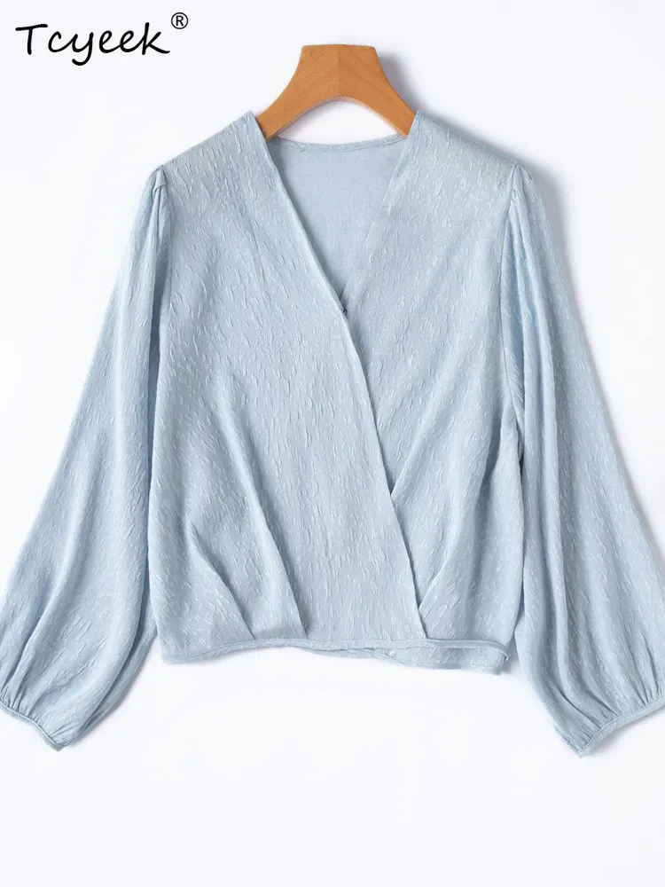 Блузка Tcyeek из 93% натурального шелка тутового шелкопряда, элегантные женские топы, летняя одежда, свободные рубашки с рукавами-фонариками, Camisas De Mujer
Блузка Tcyeek из 93% натурального шелка тутового шелкопряда, элегантные женские топы, летняя одежда, свободные рубашки с рукавами-фонариками, Camisas De Mujer
