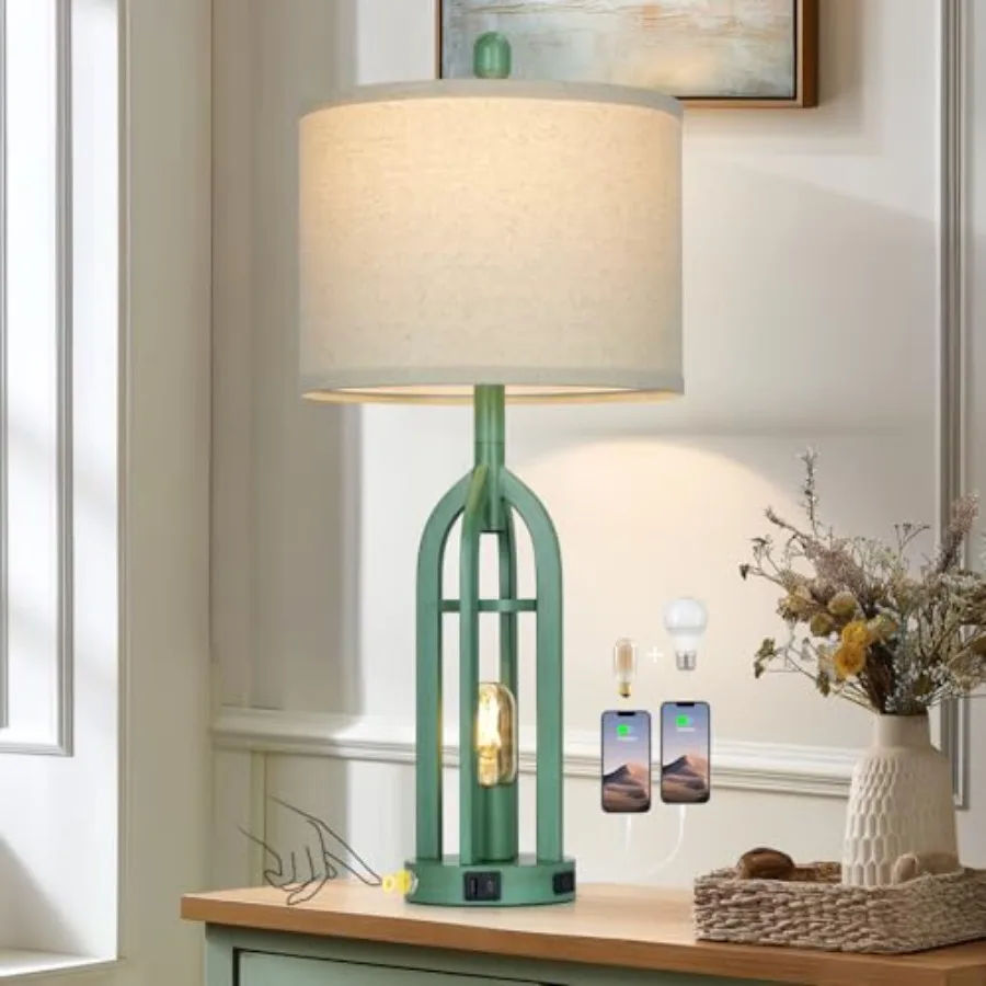 27" Tall Coastal LampRetro-Green Vintage Bedside Nightstand Lamps with USB C+A and AC Outlet 3-Way Dimmable Touch Control Table
27" Tall Coastal LampRetro-Green Vintage Bedside Nightstand Lamps with USB C+A and AC Outlet 3-Way Dimmable Touch Control Table