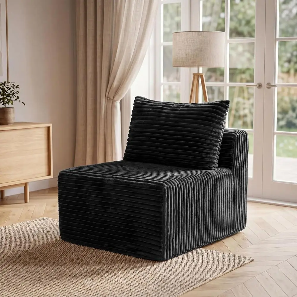 Sectional Sofa with Armrests, Cloud-Inspired Design, Corduroy Fabric, Ideal for Living Room, Black
Sectional Sofa with Armrests, Cloud-Inspired Design, Corduroy Fabric, Ideal for Living Room, Black