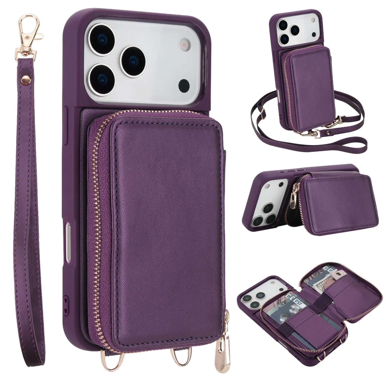 For iPhone 17 16 15 14 13 12 11 Pro Max X XS XR 17 Pro Air 16e Leather Phone Case with Zippered Pocket Card Slots Anti-Fall Case
For iPhone 17 16 15 14 13 12 11 Pro Max X XS XR 17 Pro Air 16e Leather Phone Case with Zippered Pocket Card Slots Anti-Fall Case