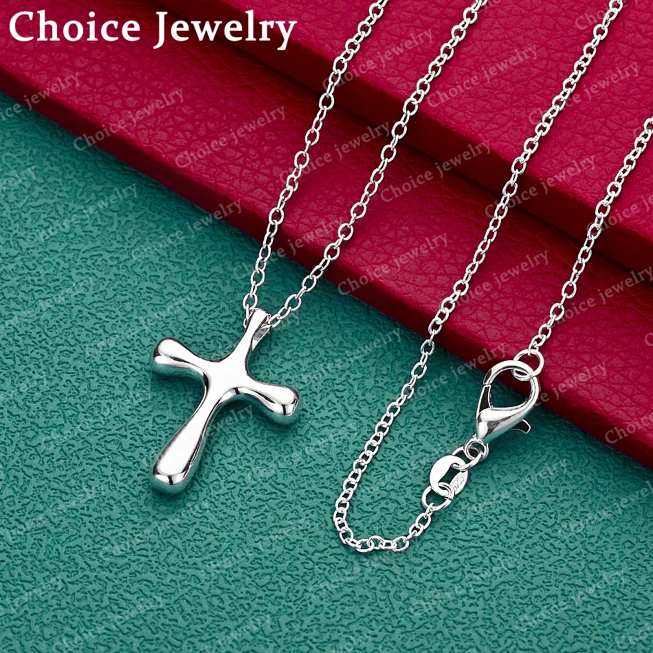 40-75CM 925 Sterling Silver Cross Pendant Necklaces Chain For Women Men Fashion Jewelry Gifts Trend Party
40-75CM 925 Sterling Silver Cross Pendant Necklaces Chain For Women Men Fashion Jewelry Gifts Trend Party