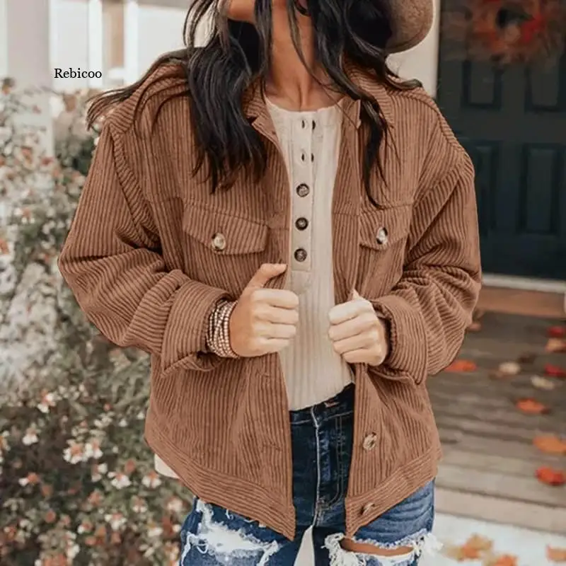 Women Elegant Full Sleeve Lapel Jackets Fashion Corduroy Coats Autumn Vintage Button Office Overcoats Female Outwear Tops
Women Elegant Full Sleeve Lapel Jackets Fashion Corduroy Coats Autumn Vintage Button Office Overcoats Female Outwear Tops