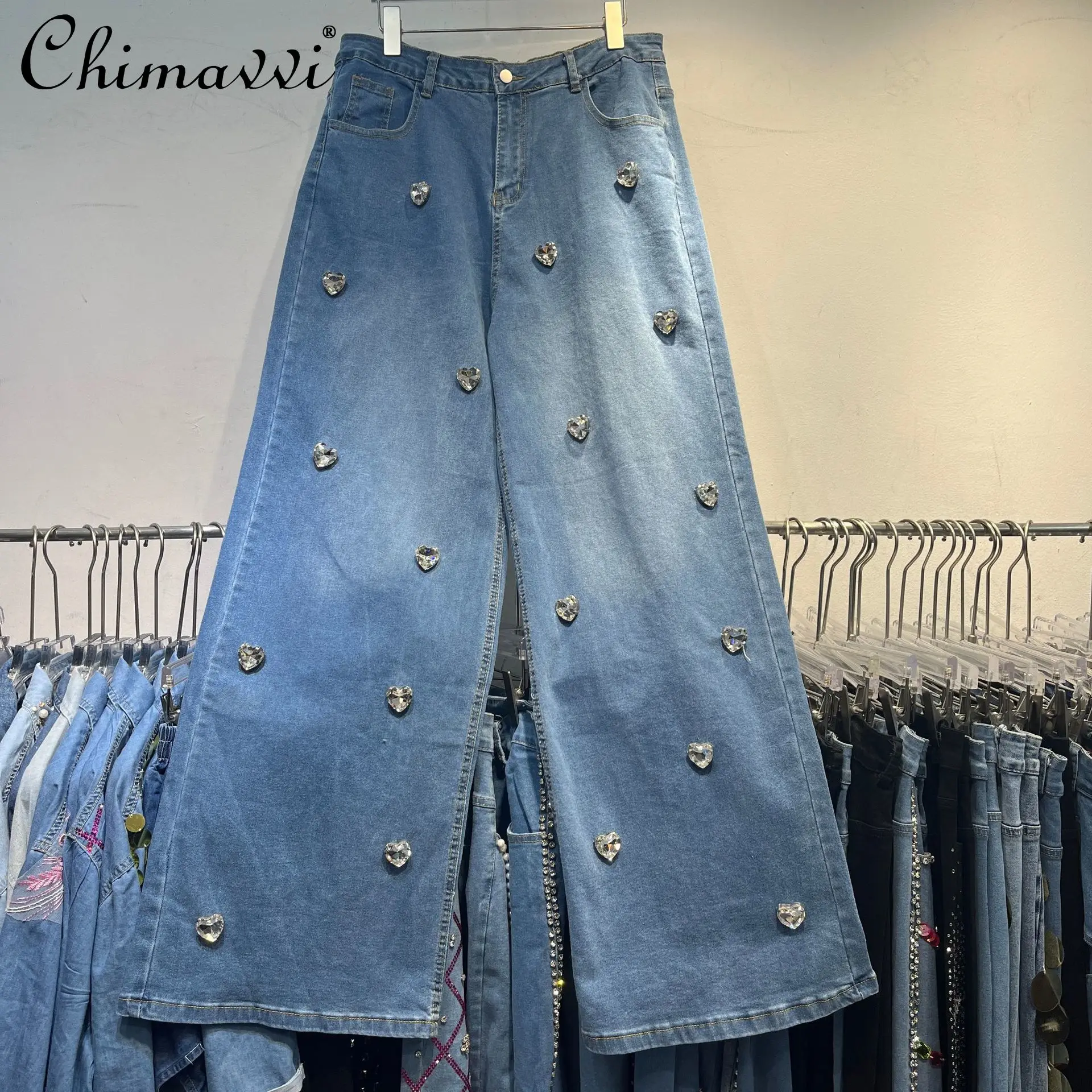 Heavy Love Rhinestone High Waist Straight Wide Leg Pants 2025 Summer New Fashion Skinny Streetwear Versatile Jeans Women
Heavy Love Rhinestone High Waist Straight Wide Leg Pants 2025 Summer New Fashion Skinny Streetwear Versatile Jeans Women