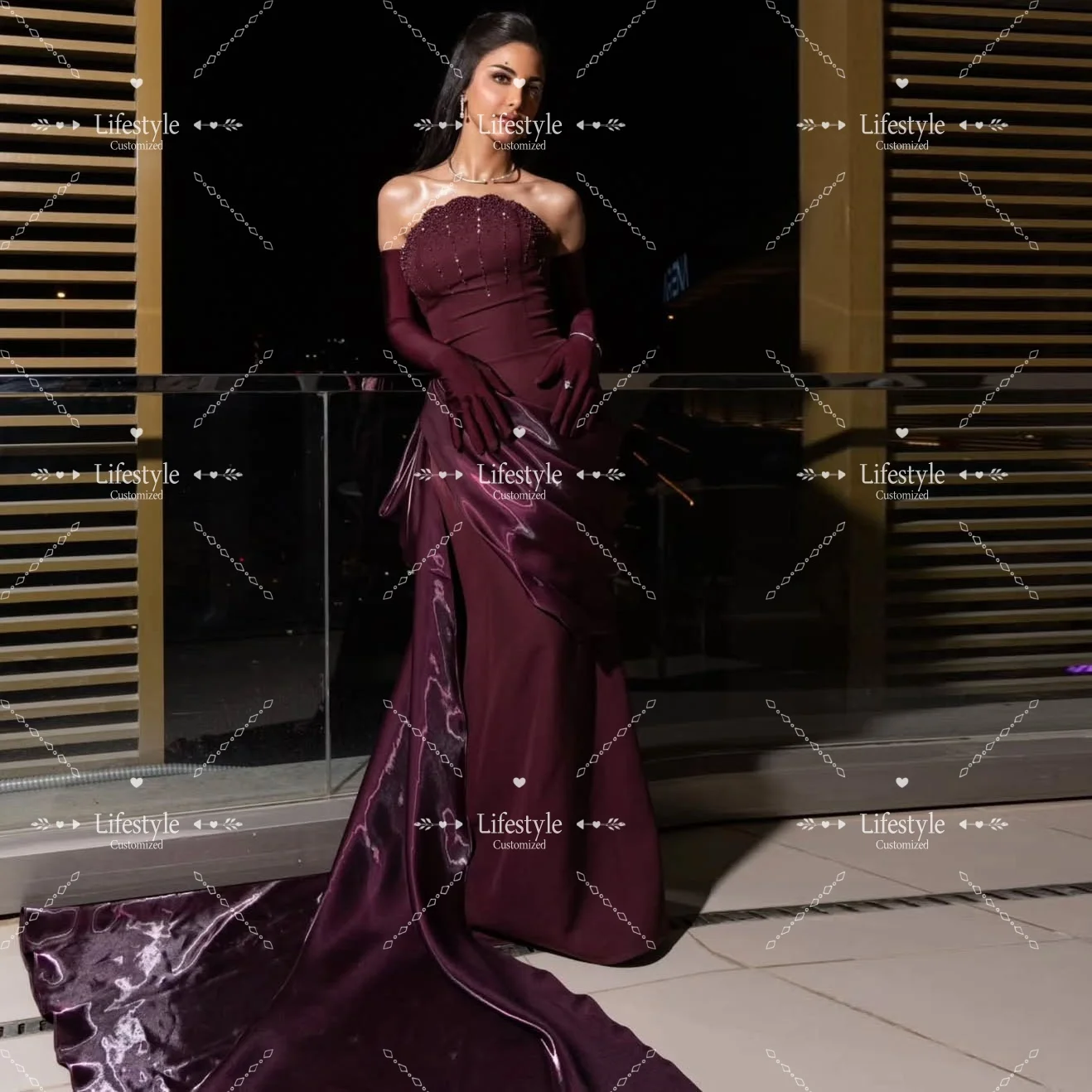 Customized Burgundy Beaded Luxury Women's Formal Evening Dress Long Tail Wedding Prom Gown Celebrity Elegant Party Dresses
Customized Burgundy Beaded Luxury Women's Formal Evening Dress Long Tail Wedding Prom Gown Celebrity Elegant Party Dresses