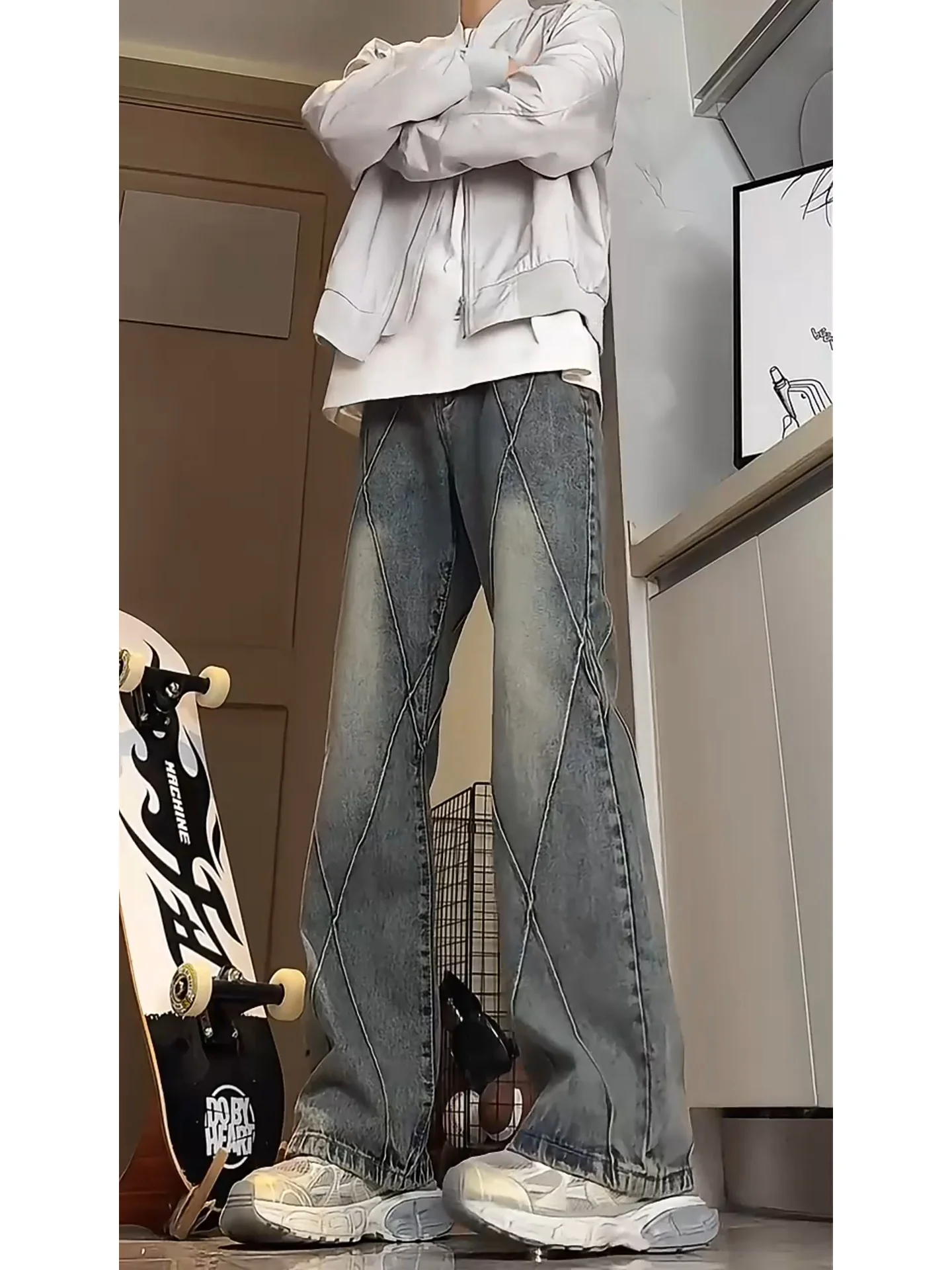 Мужские джинсы Waed Blue прямого кроя, зауженные, в стиле High Street, с легким расклешением, осенне-зимние, в американском молодежном стиле
Мужские джинсы Waed Blue прямого кроя, зауженные, в стиле High Street, с легким расклешением, осенне-зимние, в американском молодежном стиле