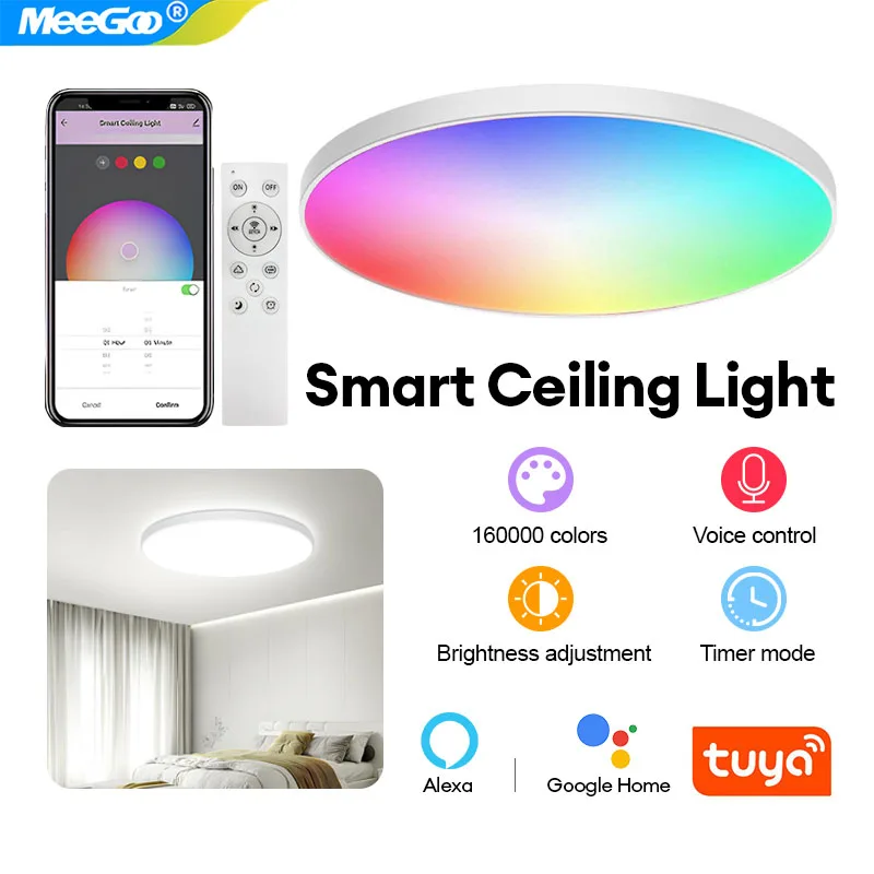 MeeGoo Tuya Wifi Ceiling Light RGB Led Ceiling Lamp Livingroom Home Decoration Smart Lamp For Smart Life APP Alexa Google Home
MeeGoo Tuya Wifi Ceiling Light RGB Led Ceiling Lamp Livingroom Home Decoration Smart Lamp For Smart Life APP Alexa Google Home