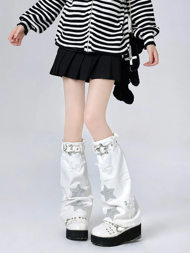 Y2k hottie Japanese white star denim leg cover women's subculture leather buckle wide leg stack socks cover medium tube socks
Y2k hottie Japanese white star denim leg cover women's subculture leather buckle wide leg stack socks cover medium tube socks