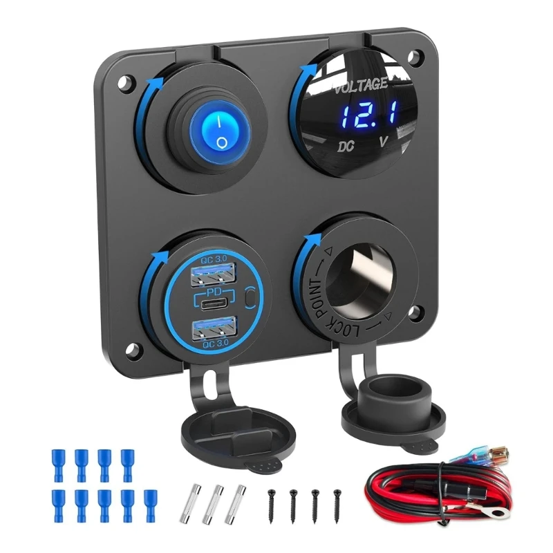 547B 12V Power Outlet For Vehicles Charging Socket Panel With 56W Fast 150W Socket And Meter Easy Install
547B 12V Power Outlet For Vehicles Charging Socket Panel With 56W Fast 150W Socket And Meter Easy Install