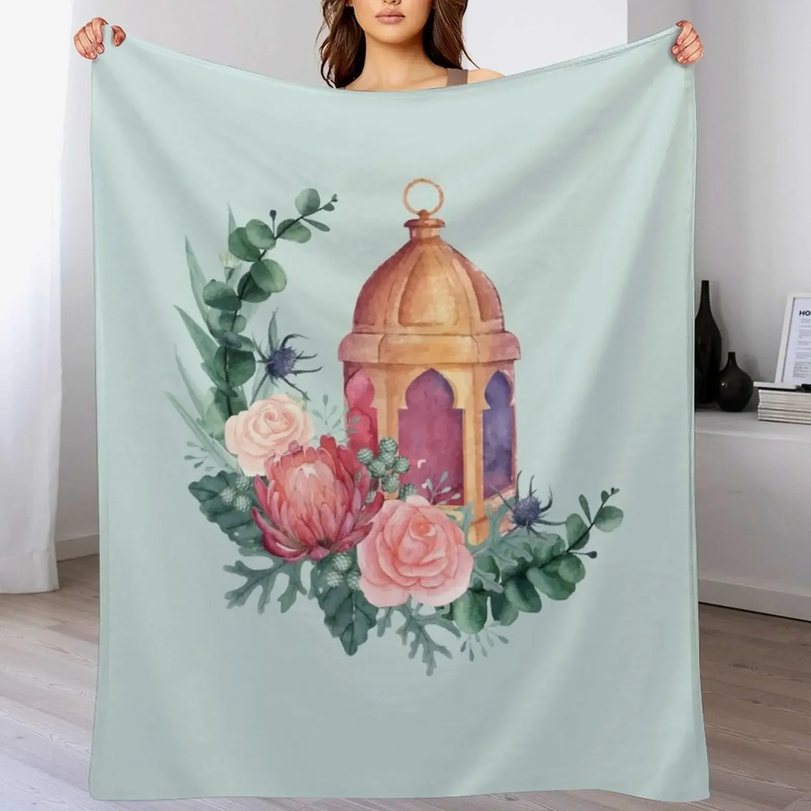 Crescent Shaped Flowers and Lantern Throw Blanket Warm Throw Blanket Gift for Anniversary
Crescent Shaped Flowers and Lantern Throw Blanket Warm Throw Blanket Gift for Anniversary