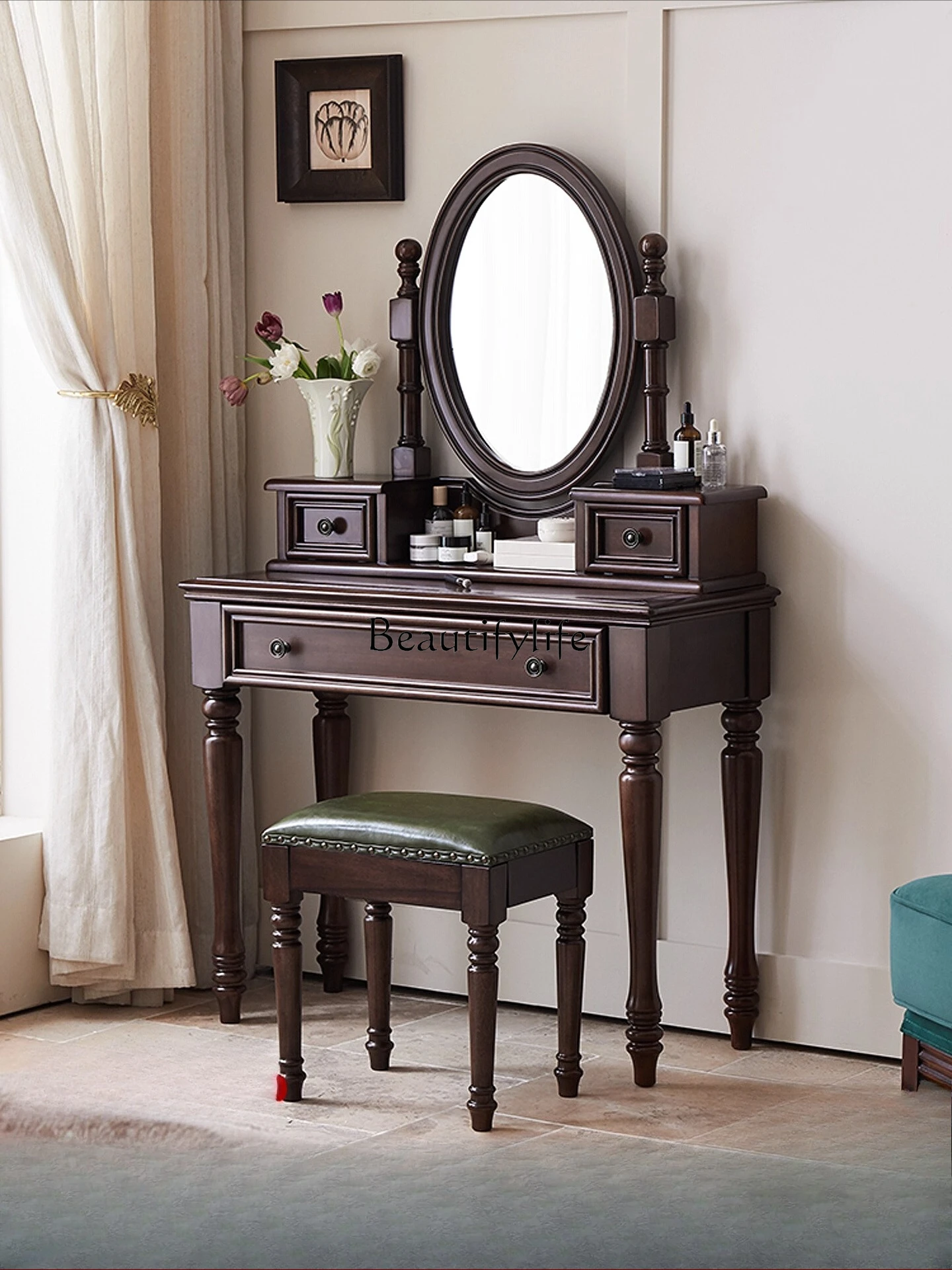 All log American retro style all solid wood dresser 80 cm vanity mirror combination with drawer
All log American retro style all solid wood dresser 80 cm vanity mirror combination with drawer