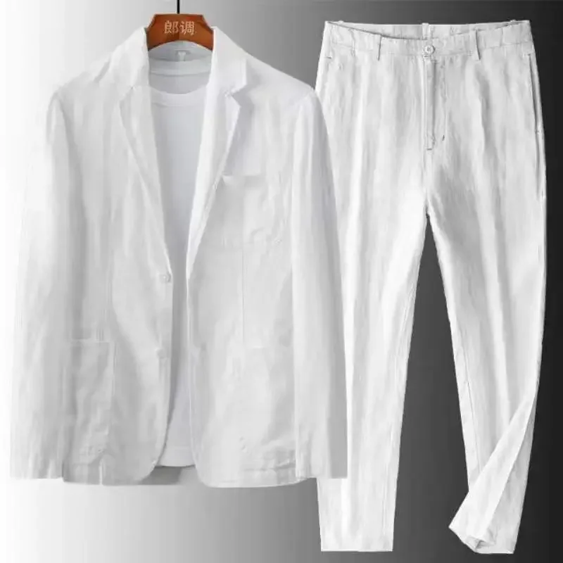 Spring Autumn Fashion Men Linen Two-piece Set Blazer Jacket + Pants Solid Slim Fit Casual Business Thin Clothing Breathable Suit
Spring Autumn Fashion Men Linen Two-piece Set Blazer Jacket + Pants Solid Slim Fit Casual Business Thin Clothing Breathable Suit