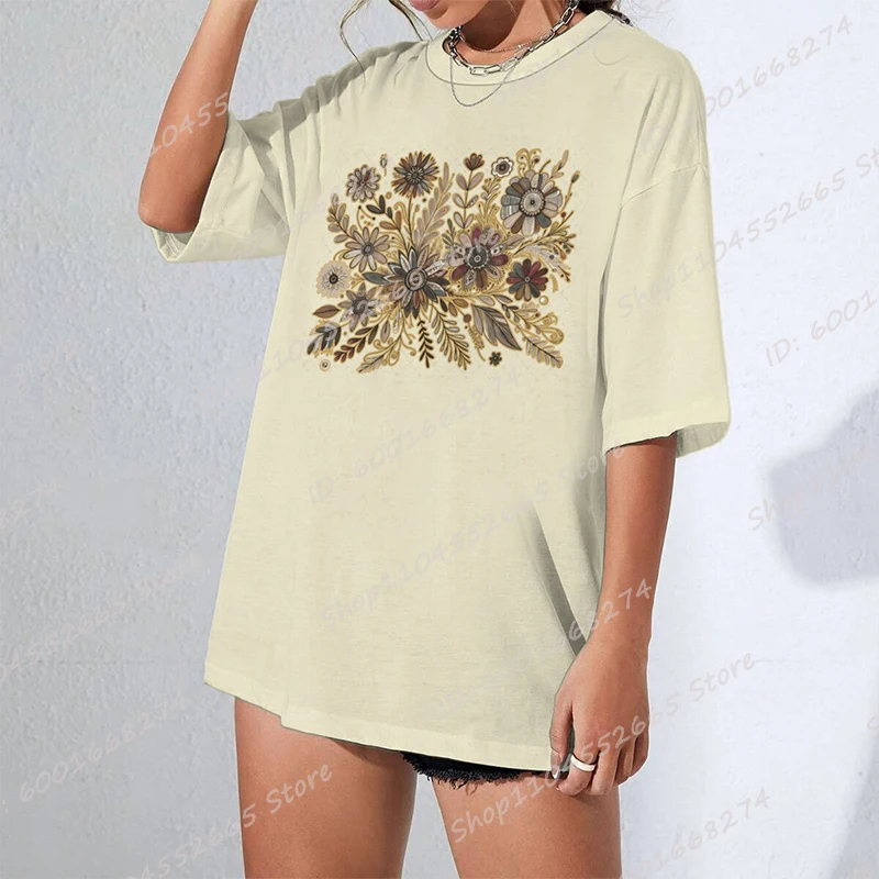 Fashion Overszied Women's Clothes Flower Print T-shirts Summer Casual Loose Round Neck Tee Shirts Creative Personalized T Shirts
Fashion Overszied Women's Clothes Flower Print T-shirts Summer Casual Loose Round Neck Tee Shirts Creative Personalized T Shirts