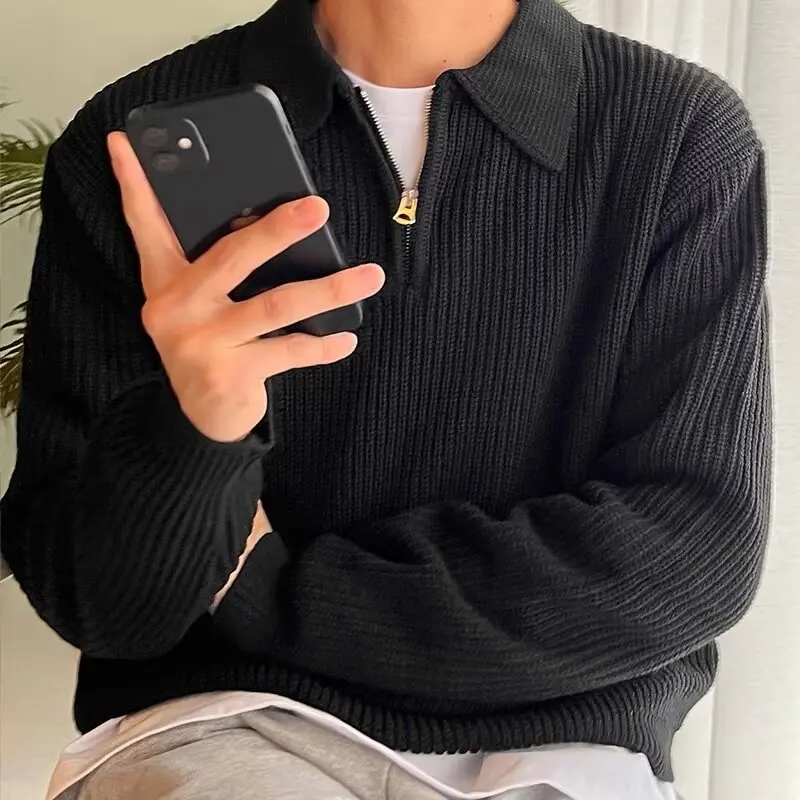 Fall Large Size f Zip Sweater Men's Casual Flip Collar Knitted Korean Sle Outerwear Trendy Brand Comfortable Loose Fit
Fall Large Size f Zip Sweater Men's Casual Flip Collar Knitted Korean Sle Outerwear Trendy Brand Comfortable Loose Fit