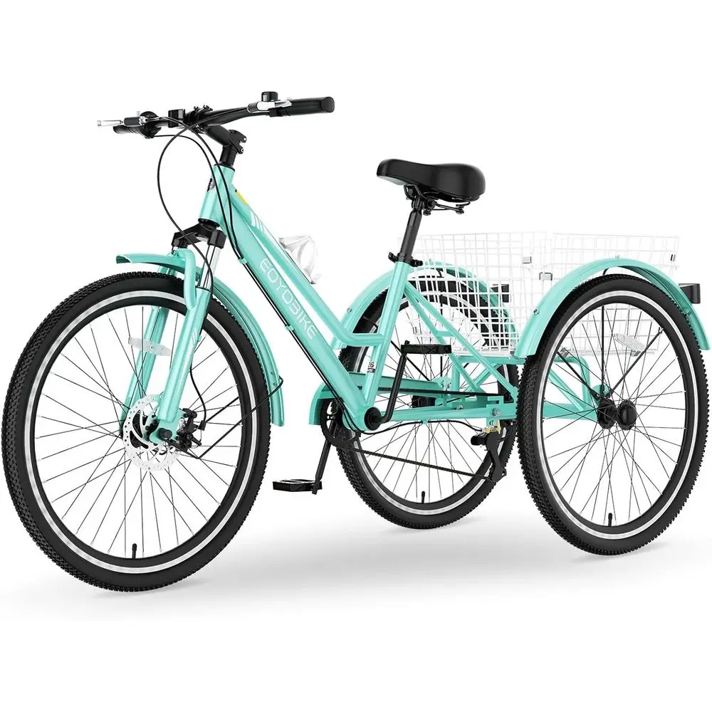 7-Speed Adult Mountain Trike, 24/26/27.5 with Front Disc Brake, Suspension, Cargo Basket, 350lbs Capacity
7-Speed Adult Mountain Trike, 24/26/27.5 with Front Disc Brake, Suspension, Cargo Basket, 350lbs Capacity