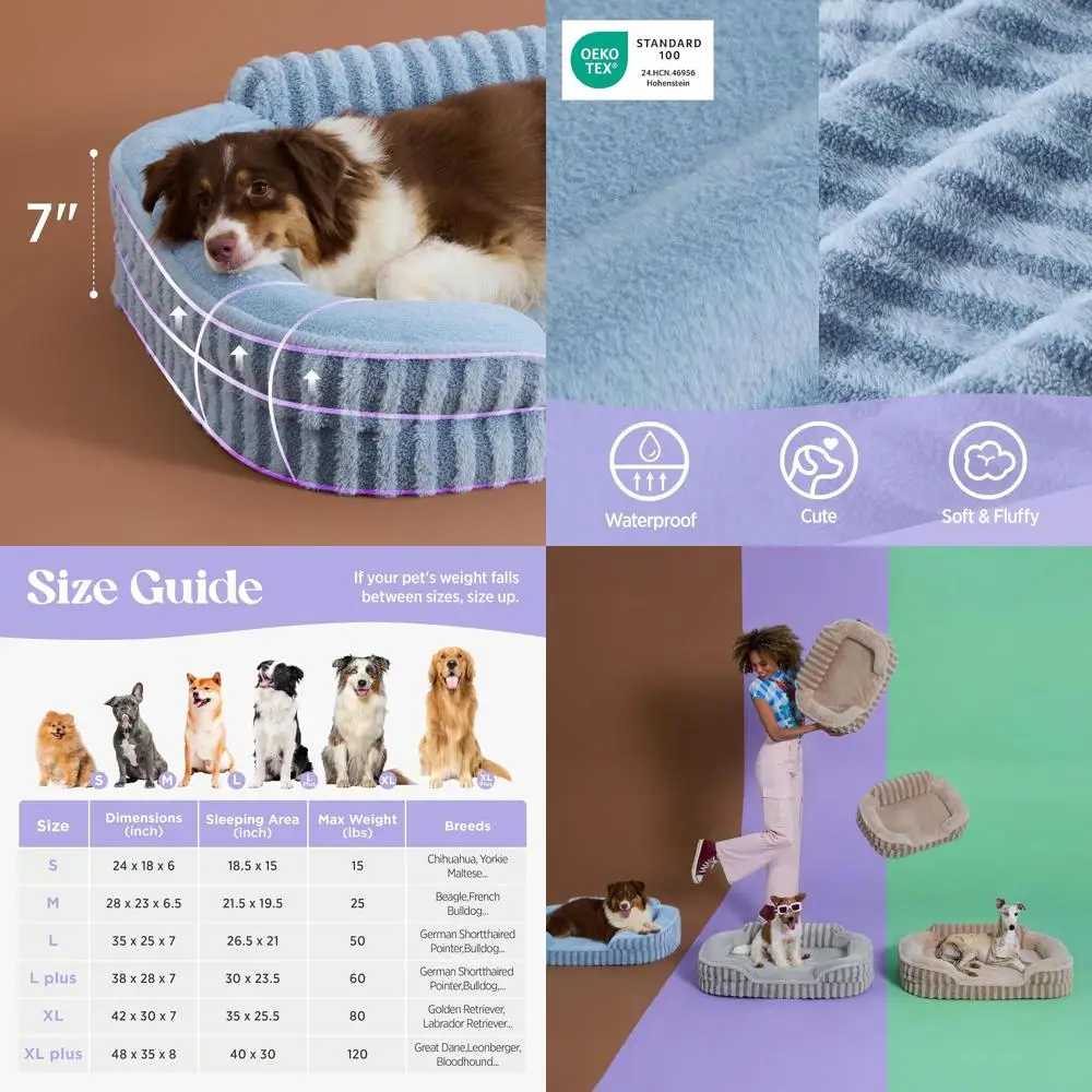 Orthopedic Large Dog Bed with Sides, Waterproof, Non-Slip, Removable Cover, Blue
Orthopedic Large Dog Bed with Sides, Waterproof, Non-Slip, Removable Cover, Blue