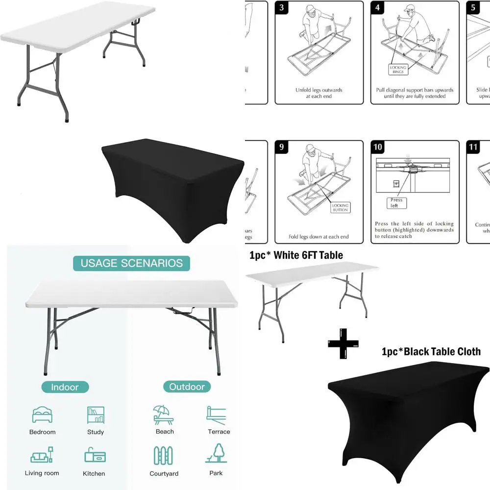 6ft Heavy-Duty Foldable Plastic Table with Nylon Tablecloth, 71 Diameter x 28 Width x 29 Height, Portable for Outdoor Events (Wh
6ft Heavy-Duty Foldable Plastic Table with Nylon Tablecloth, 71 Diameter x 28 Width x 29 Height, Portable for Outdoor Events (Wh