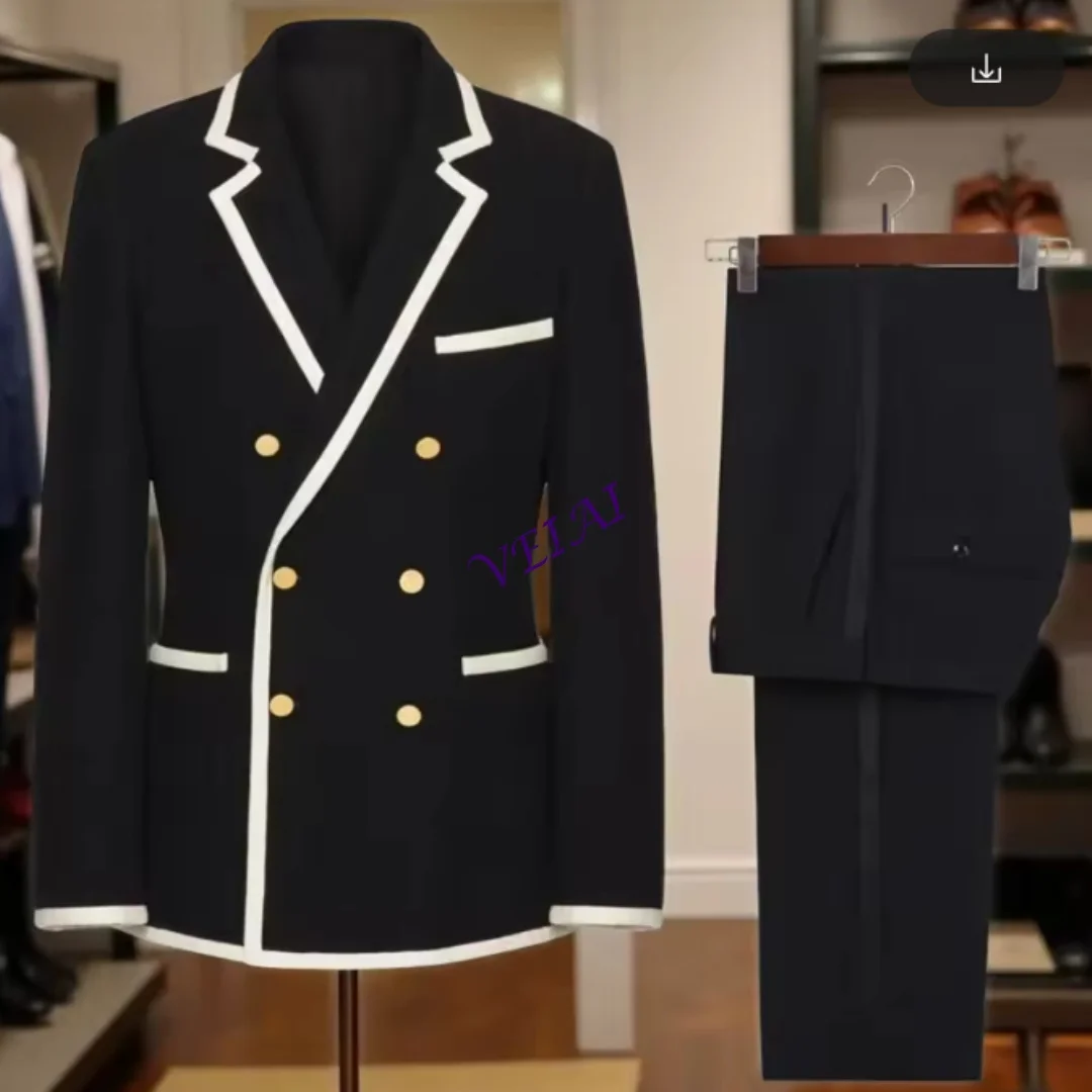 CustomizedBreasted Men Suits with White Edge Notch Lapel Wedding Tuxedo for Prom Party 2 Pcs Groomsmen Gentlemen Set Jacket Pant
CustomizedBreasted Men Suits with White Edge Notch Lapel Wedding Tuxedo for Prom Party 2 Pcs Groomsmen Gentlemen Set Jacket Pant