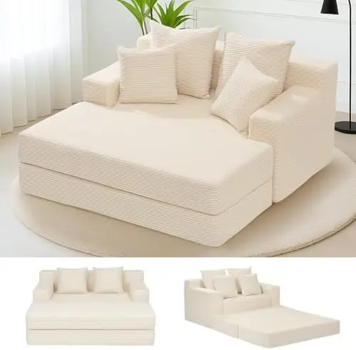 Convertible Futon Sofa Bed with Ottoman, 5 in 1 Folding Couch Bed Loveseat, Corduroy Boneless Couch with Deep Seat for
Convertible Futon Sofa Bed with Ottoman, 5 in 1 Folding Couch Bed Loveseat, Corduroy Boneless Couch with Deep Seat for