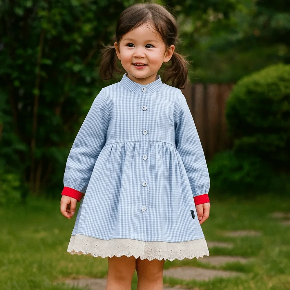 High Waist Pleated Lace Grid Dress Loose Stripe Girls Long Dress A-line Sweet Children Long Sleeved Dress Party
High Waist Pleated Lace Grid Dress Loose Stripe Girls Long Dress A-line Sweet Children Long Sleeved Dress Party