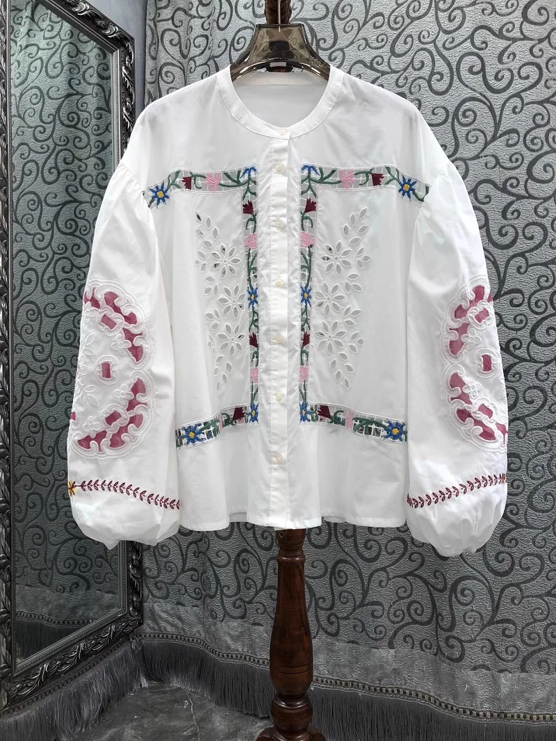 100%Cotton Blouses 2025 Spring Summer Style Women Colorful Floral Embroidery Long Sleeve Elegant White Loose Blouse Female
100%Cotton Blouses 2025 Spring Summer Style Women Colorful Floral Embroidery Long Sleeve Elegant White Loose Blouse Female