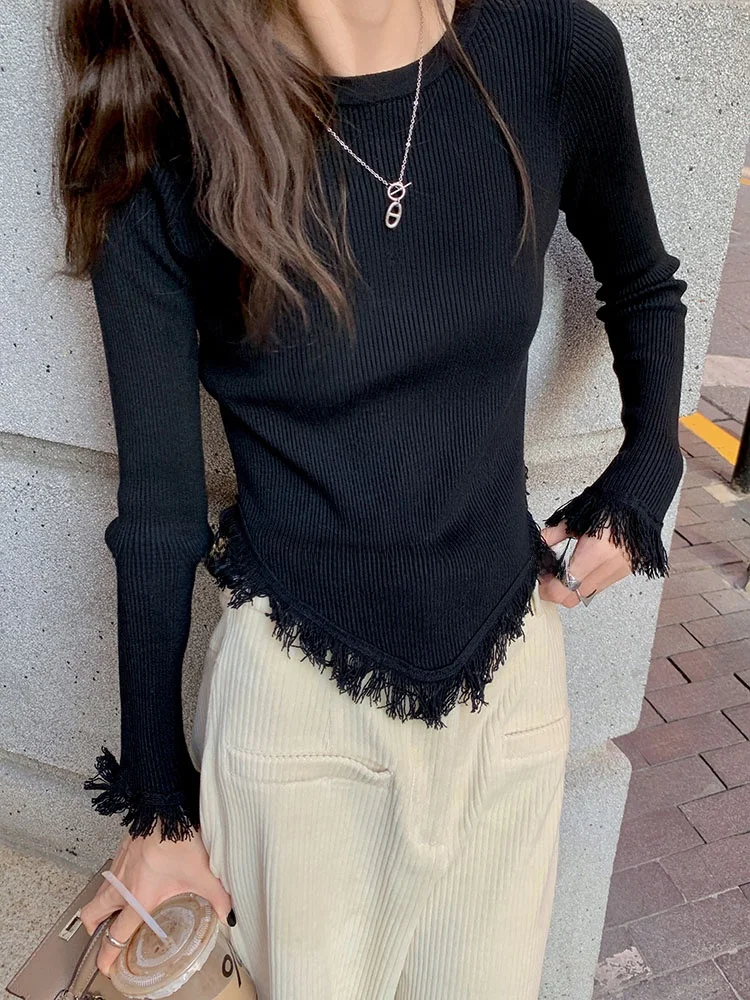 Korean Style Sweet Knitted round Neck Slim Fit Tassel Sweater Short Top Women's Autumn Cotton Long Sleeve Regular Fit Shirt
Korean Style Sweet Knitted round Neck Slim Fit Tassel Sweater Short Top Women's Autumn Cotton Long Sleeve Regular Fit Shirt