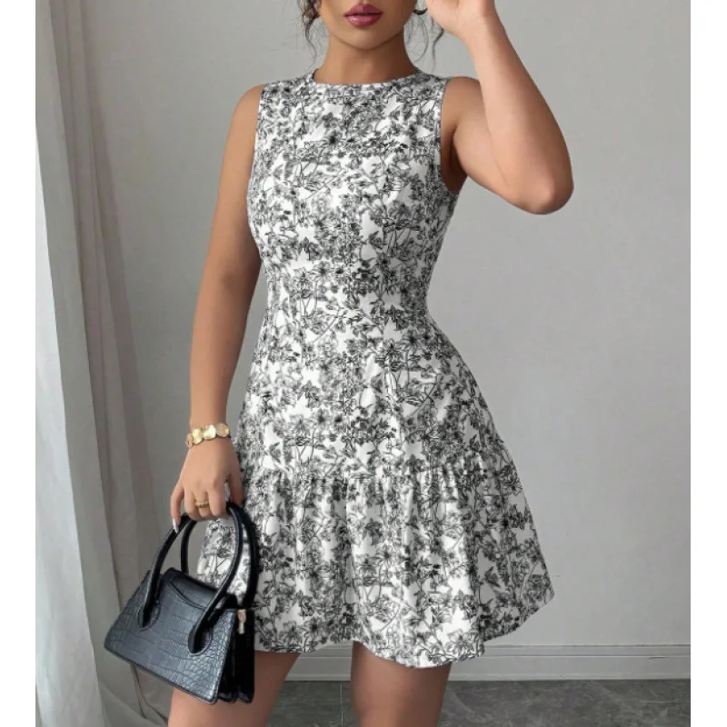 Summer Beach Dress Bohemian Floral Print Sleeveless Mini Dress Waist Tie Elegant Sundress For Vacation Party Daily
Summer Beach Dress Bohemian Floral Print Sleeveless Mini Dress Waist Tie Elegant Sundress For Vacation Party Daily