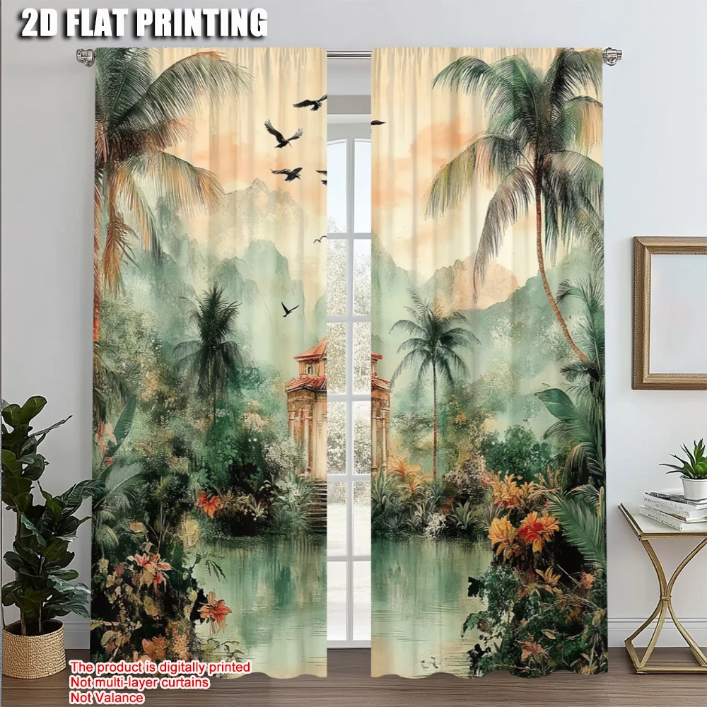 2pcs, Popular Curtains 2D print Vintage Tropical Landscape 100% Polyester (without rod) Decorations For Home Use for Room,
2pcs, Popular Curtains 2D print Vintage Tropical Landscape 100% Polyester (without rod) Decorations For Home Use for Room,