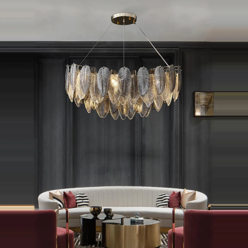 Art Deco White Grey Feather Golden Dimmable Led Designer Chandelier Hanging Lamps Lustre Suspension Luminaire Lampen For Foyer
Art Deco White Grey Feather Golden Dimmable Led Designer Chandelier Hanging Lamps Lustre Suspension Luminaire Lampen For Foyer