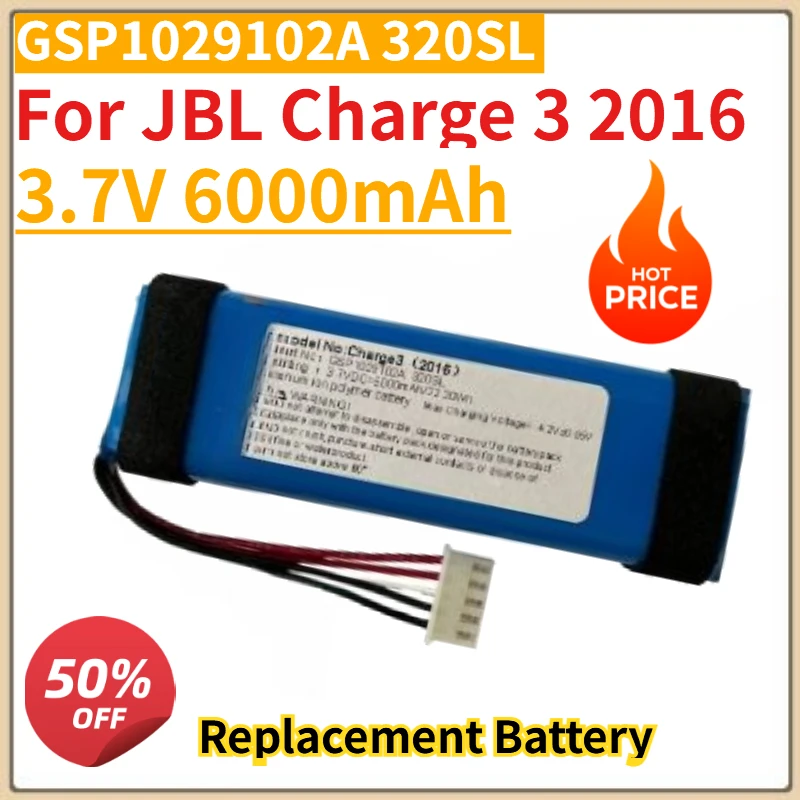 Высококачественная новая аккумуляторная батарея для динамика 3,7 В, 6000 мАч GSP1029102A 320SL для JBL Charge 3 2016
Высококачественная новая аккумуляторная батарея для динамика 3,7 В, 6000 мАч GSP1029102A 320SL для JBL Charge 3 2016