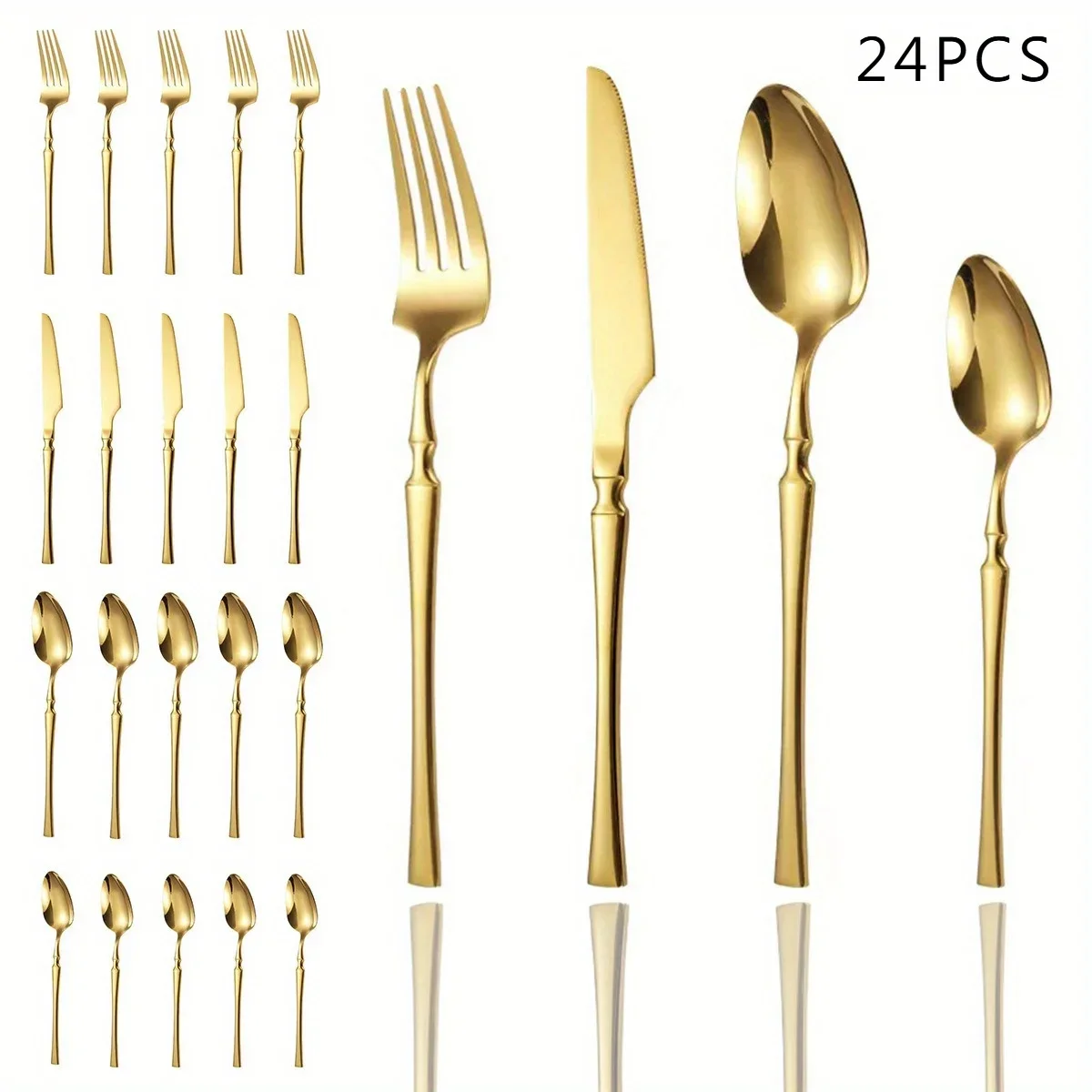 24Pcs Stainless Steel Flatware Set for 6, Eating Utensils Set for Home Kitchen, Dishwasher Safe suitable for restaurant banquets
24Pcs Stainless Steel Flatware Set for 6, Eating Utensils Set for Home Kitchen, Dishwasher Safe suitable for restaurant banquets