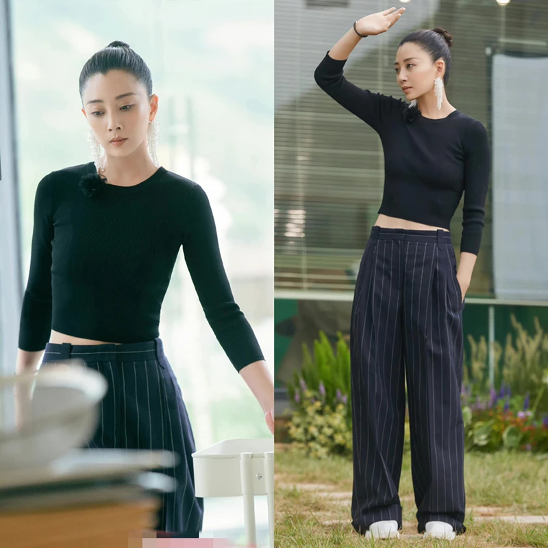 EXJR Women's Long Sleeve Knitted Base Shirt High Waist Wide Leg Pants Striped Autumn Collection from Chinese Restaurant
EXJR Women's Long Sleeve Knitted Base Shirt High Waist Wide Leg Pants Striped Autumn Collection from Chinese Restaurant