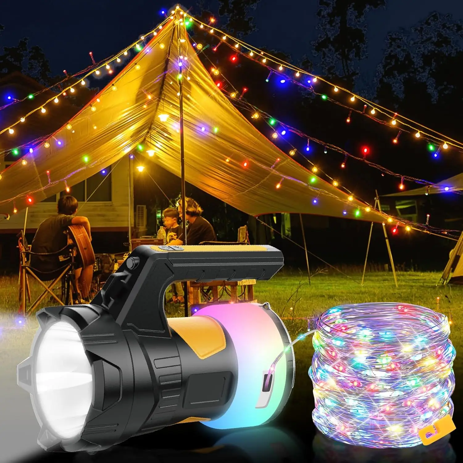 Flashlights for Camping ; 2-in-1 Spotlight Flashlights LED String Lights for Camping, 1000LM, 4 Spot Modes and 6 Camping String
Flashlights for Camping ; 2-in-1 Spotlight Flashlights LED String Lights for Camping, 1000LM, 4 Spot Modes and 6 Camping String