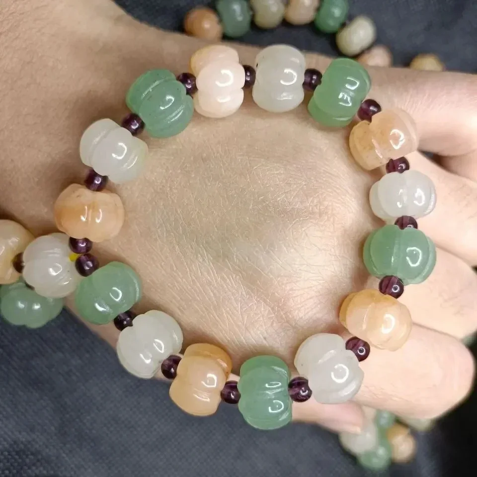 Natural Hotan Jade Bracelet Women's Gold Silk Jade Pumpkin Hand polished beads bracelets natural irregular men's jade bracelets
Natural Hotan Jade Bracelet Women's Gold Silk Jade Pumpkin Hand polished beads bracelets natural irregular men's jade bracelets