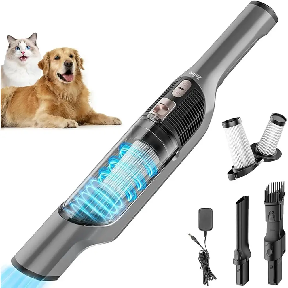 Powerful Cordless Handheld Vacuum Cleaner, Portable for Car and Pet Hair, 25000PA Suction, XL Dustbin, 2 Brushes & Filters, Long
Powerful Cordless Handheld Vacuum Cleaner, Portable for Car and Pet Hair, 25000PA Suction, XL Dustbin, 2 Brushes & Filters, Long
