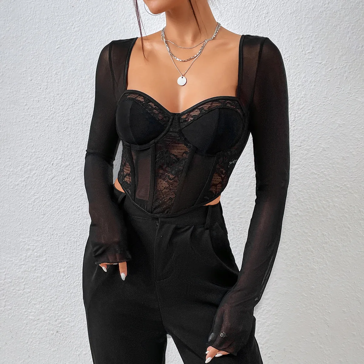 Y2k Tops Lace Mesh Long Sleeve Corset Women Sexy Square Neck Bustier Vest Fashion Slim Tank Top Summer Camis Streetwear T-shirts
Y2k Tops Lace Mesh Long Sleeve Corset Women Sexy Square Neck Bustier Vest Fashion Slim Tank Top Summer Camis Streetwear T-shirts