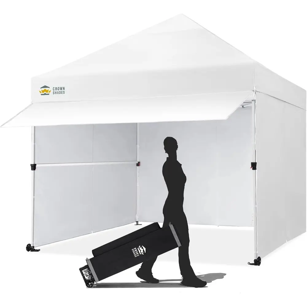 10x10 Easy Setup Commercial Tent with Centerlock, Extendable Awning, 4 Sidewalls, Wheels, Storage Bag, White
10x10 Easy Setup Commercial Tent with Centerlock, Extendable Awning, 4 Sidewalls, Wheels, Storage Bag, White