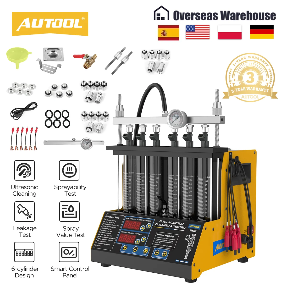 AUTOOL CT200 Car Fuel Injector Tester Cleaning Machine Ultrasonic Cleaning Gasonline Nozzle Cleaner Fuel Injectors
AUTOOL CT200 Car Fuel Injector Tester Cleaning Machine Ultrasonic Cleaning Gasonline Nozzle Cleaner Fuel Injectors