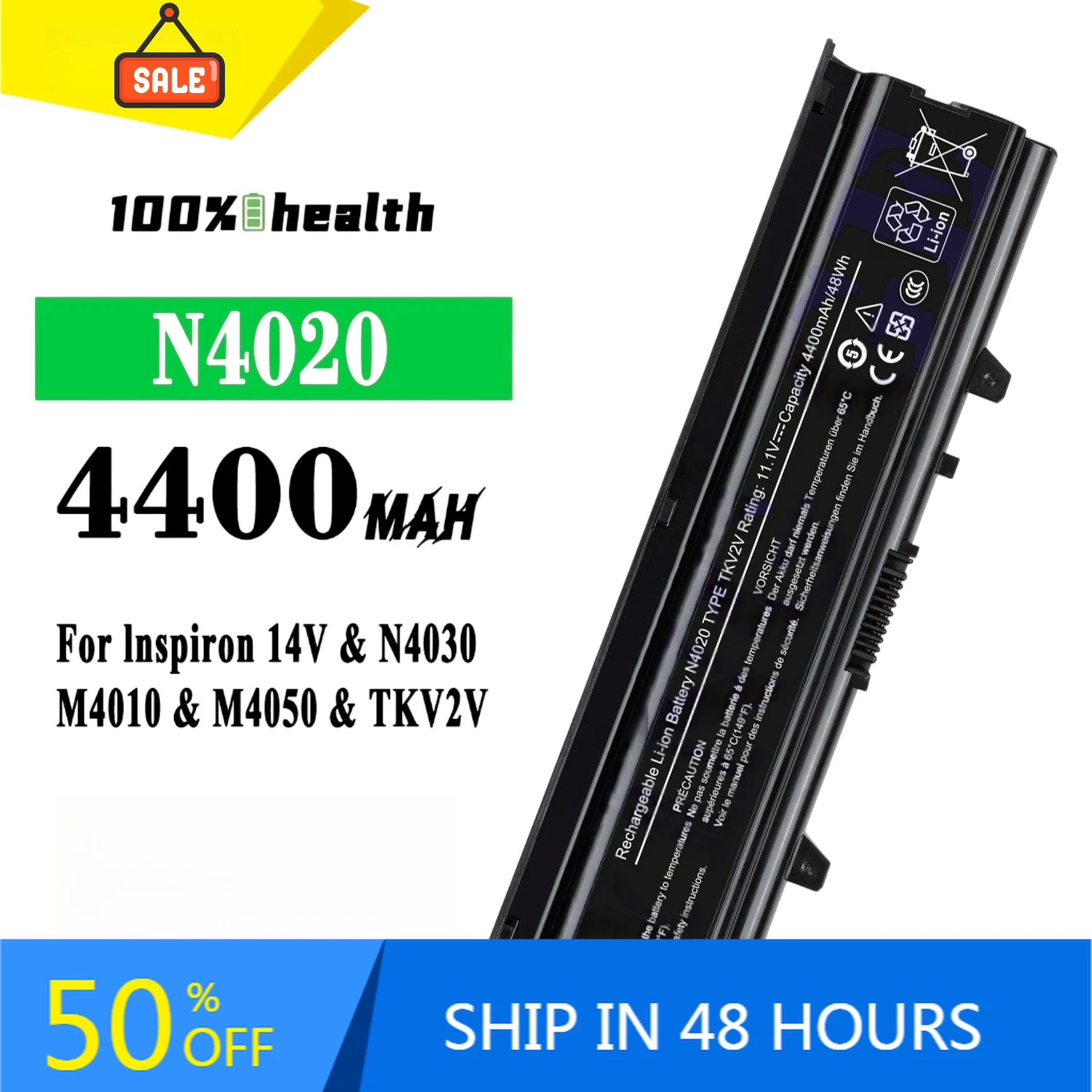 N4020 4400mAh Laptop Battery for Dell lnspiron14V N4030 M4010 M4050 TKV2V Lithium Rechargeable Battery
N4020 4400mAh Laptop Battery for Dell lnspiron14V N4030 M4010 M4050 TKV2V Lithium Rechargeable Battery