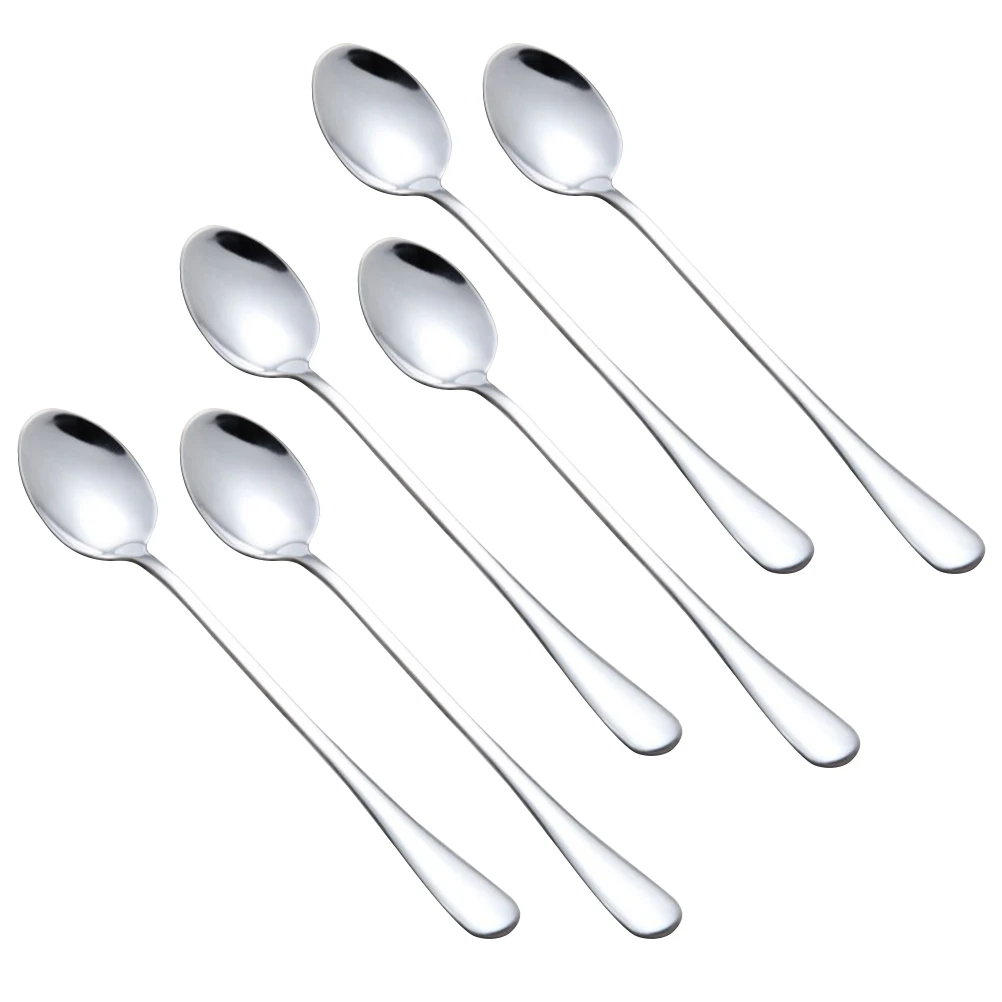 6 pcs Stainless Steel Spoon Long Handle Teaspoons Silver AntiRust Healthy Ice Tea Coffee Dessert Serving
6 pcs Stainless Steel Spoon Long Handle Teaspoons Silver AntiRust Healthy Ice Tea Coffee Dessert Serving