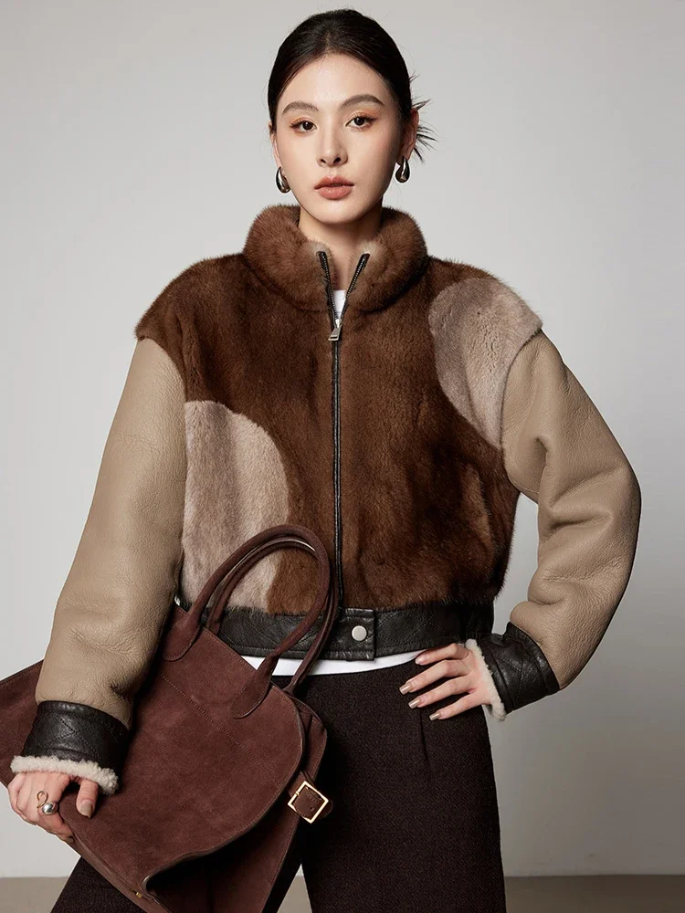High-end Luxury Natural Mink Fur Jackets for Women Simple Contrast Stand Collar Short Winter Genuine Leather Real Fur Coat
High-end Luxury Natural Mink Fur Jackets for Women Simple Contrast Stand Collar Short Winter Genuine Leather Real Fur Coat