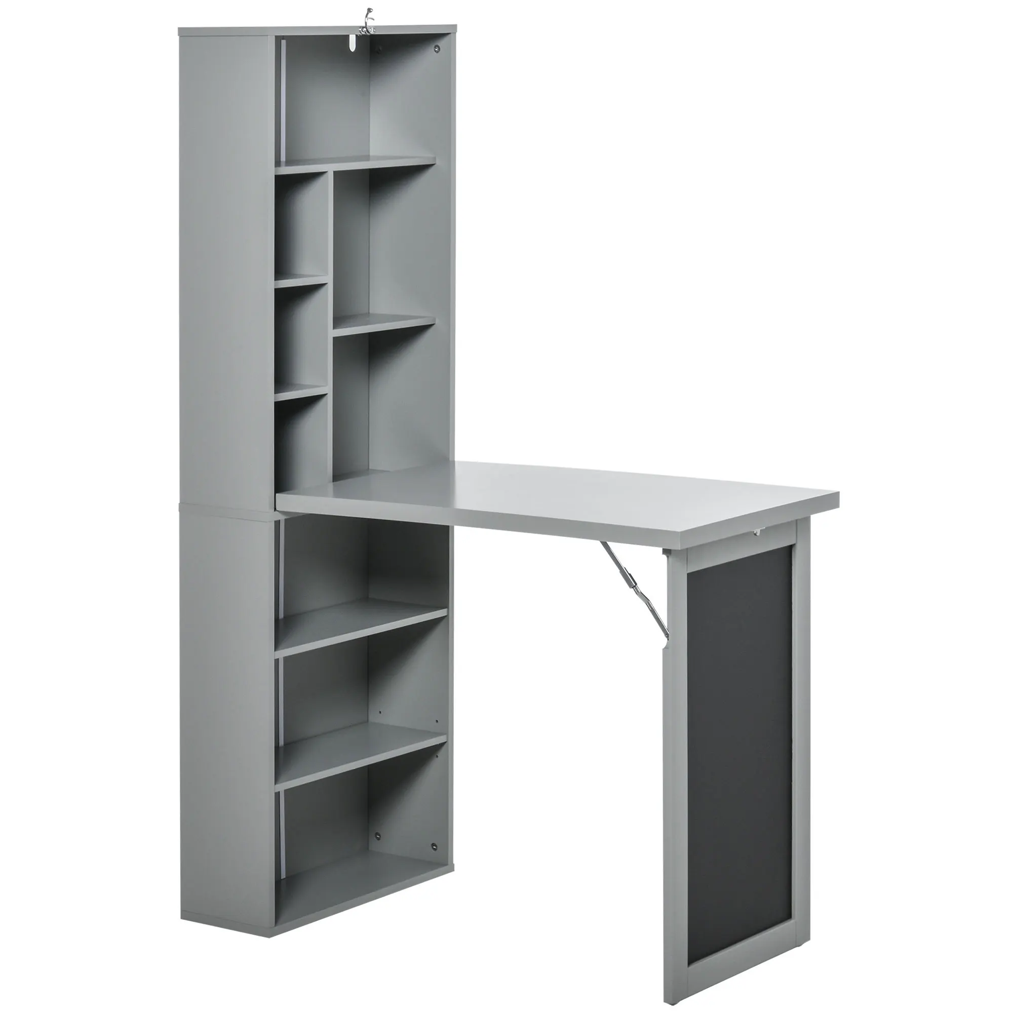 Fold-Out Convertible Office Desk, Wall Mount Computer Desk with Blackboard and Side Shelf, Charcoal Gray
Fold-Out Convertible Office Desk, Wall Mount Computer Desk with Blackboard and Side Shelf, Charcoal Gray