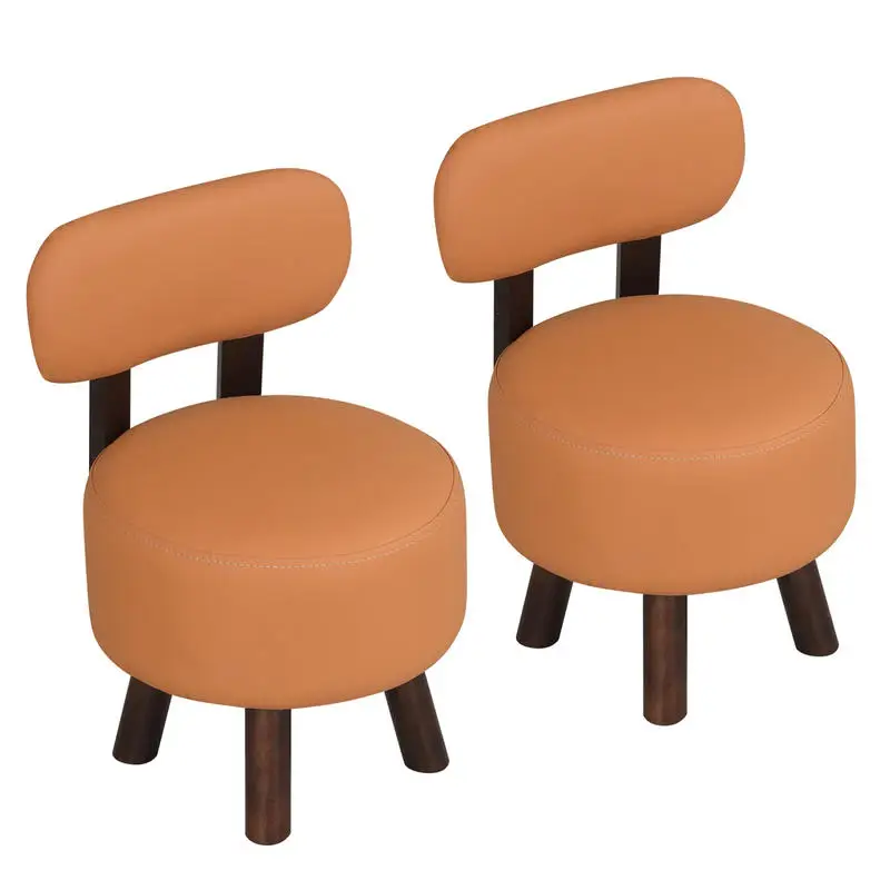 Small Footrest Stools Set of 2 Round Ottoman with Backrest-Orange
Small Footrest Stools Set of 2 Round Ottoman with Backrest-Orange