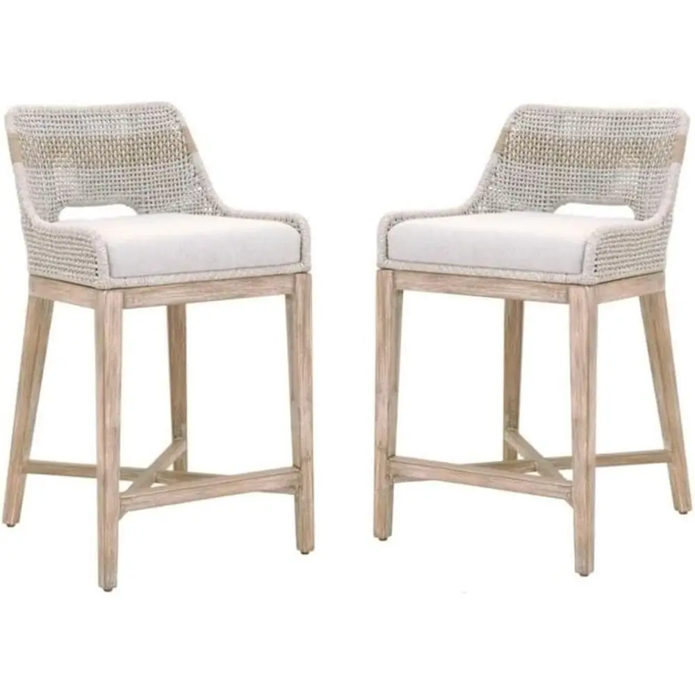 2-Piece 26.5" Transitional lat Rope Solid Maany Wood e Counter Stool Set with ixed Seat Cushion, X Stretcher Base, or Kitchen an
2-Piece 26.5" Transitional lat Rope Solid Maany Wood e Counter Stool Set with ixed Seat Cushion, X Stretcher Base, or Kitchen an