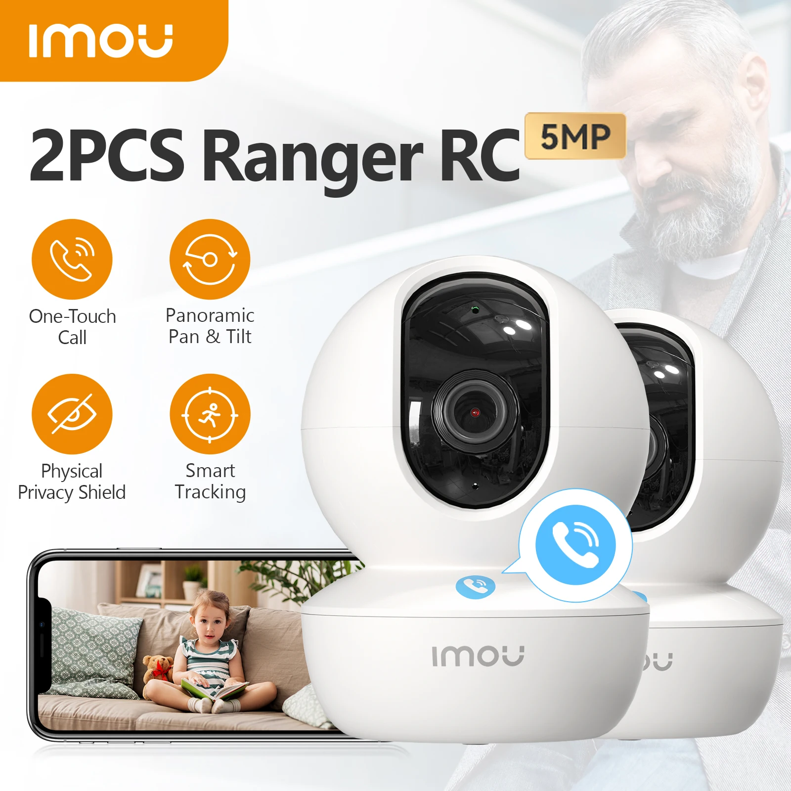 IMOU 2PCS Ranger RC 5MP One-touch Call Indoor Wifi Camera Baby Montior Two Way Talk Security IP Camera Video Surveillance
IMOU 2PCS Ranger RC 5MP One-touch Call Indoor Wifi Camera Baby Montior Two Way Talk Security IP Camera Video Surveillance